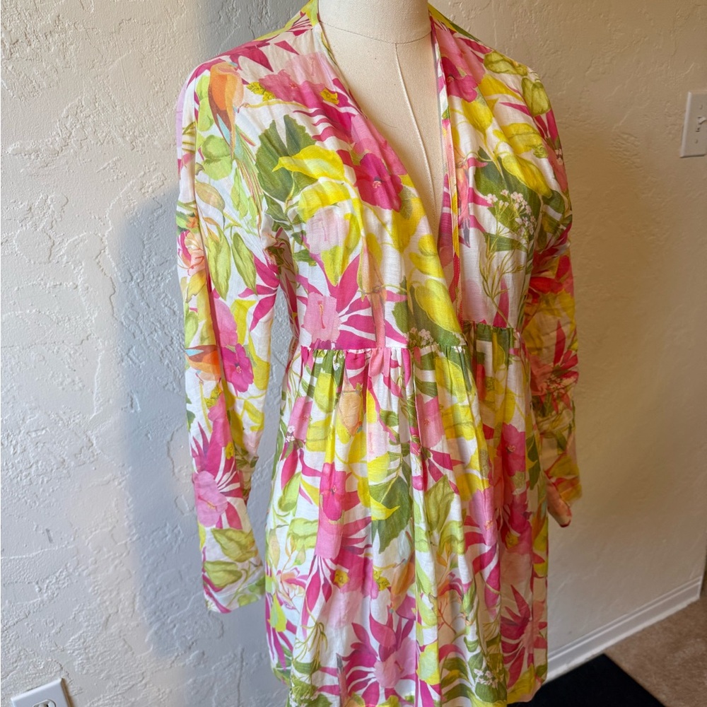 Roller Rabbit Floral Mini Dress - Pink, Yellow, Green